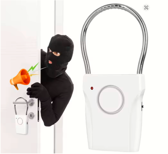 Door Handle Alarm – 110dB Portable Security Device with Adjustable Settings, Battery Operated for Home, Travel & Hotel Safety
