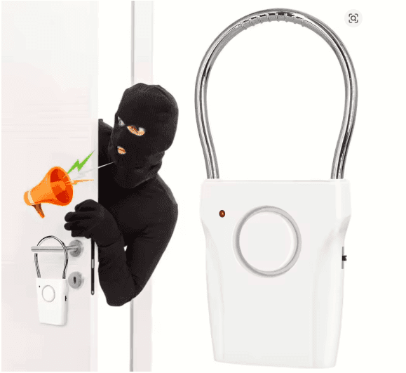 Door Handle Alarm – 110dB Portable Security Device with Adjustable Settings, Battery Operated for Home, Travel & Hotel Safety