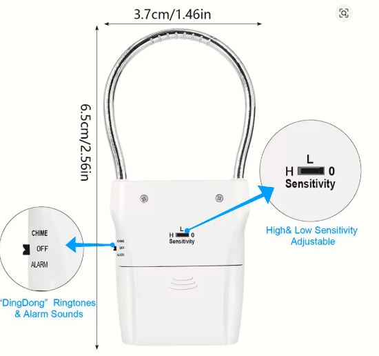 Door Handle Alarm – 110dB Portable Security Device with Adjustable Settings, Battery Operated for Home, Travel & Hotel Safety