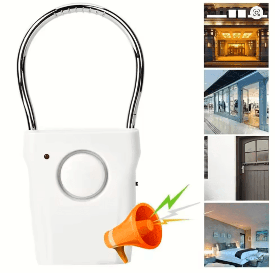 Door Handle Alarm – 110dB Portable Security Device with Adjustable Settings, Battery Operated for Home, Travel & Hotel Safety