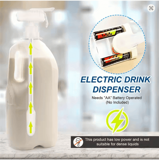 Electric Drink Dispenser – Battery Operated Magic Tap for Fridge Gallon Milk, Juice & Water – No - Lift Beverage Pump for Kids & Family - GripGo.Online