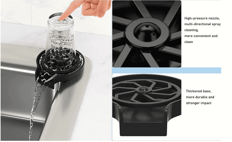 High Pressure Glass Rinser for Kitchen Sink – Faucet Cup Washer & Cleaning Tool for Coffee, Beer & Bar Accessories