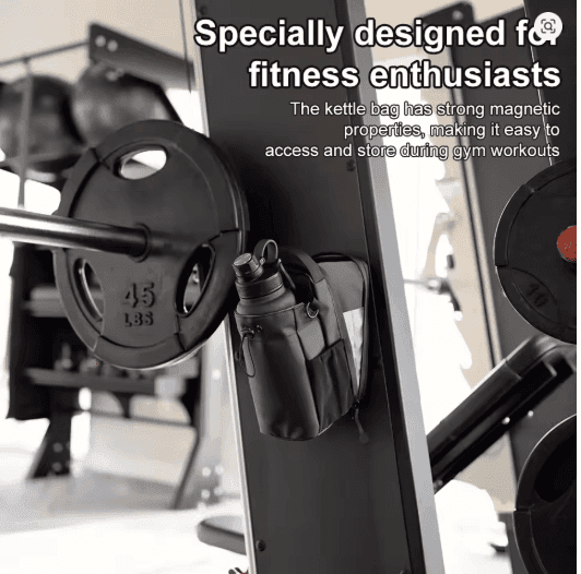 Magnetic Gym Water Bottle Carrier Bag with Phone Pocket – Portable Large Capacity Fitness Organizer