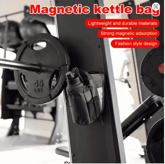 Magnetic Gym Water Bottle Carrier Bag with Phone Pocket – Portable Large Capacity Fitness Organizer