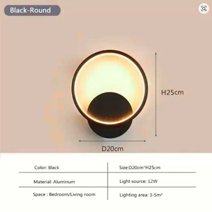 Modern Round LED Wall Lamp – Aluminium Wall Sconce for Bedroom, Living Room, Hallway & Study - GripGo.Online