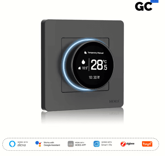 MOES Tuya ZigBee Smart Knob Thermostat – Star Ring Series Temperature Controller for Water Boiler & Electric Heating, Works with Alexa & Google