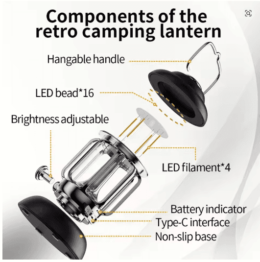 Retro Camping Lantern – USB Rechargeable, Waterproof & Vintage LED Light That Elevates Every Adventure