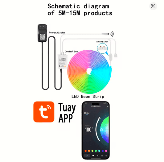Tuya Smart WiFi Neon LED Strip 30M – RGB Music Sync Lights with Alexa & App Control