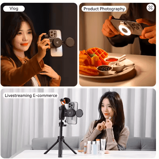 Ulanzi LM19 MagSafe Selfie Light – Portable Fill Light for iPhone 16/15/14/13/12 Pro Max, Vlog & Video Stand