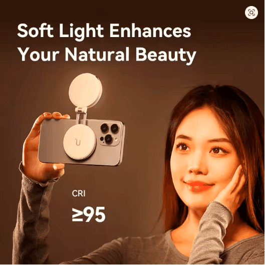 Ulanzi LM19 MagSafe Selfie Light – Portable Fill Light for iPhone 16/15/14/13/12 Pro Max, Vlog & Video Stand