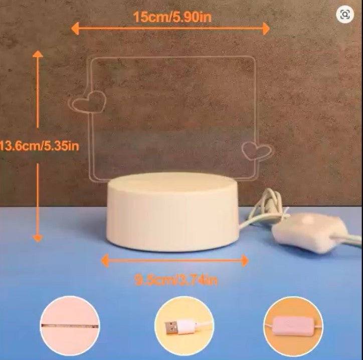 USB 3D Luminous Love Message Night Light – Erasable Message Board Lamp & Bedroom Gift Decoration